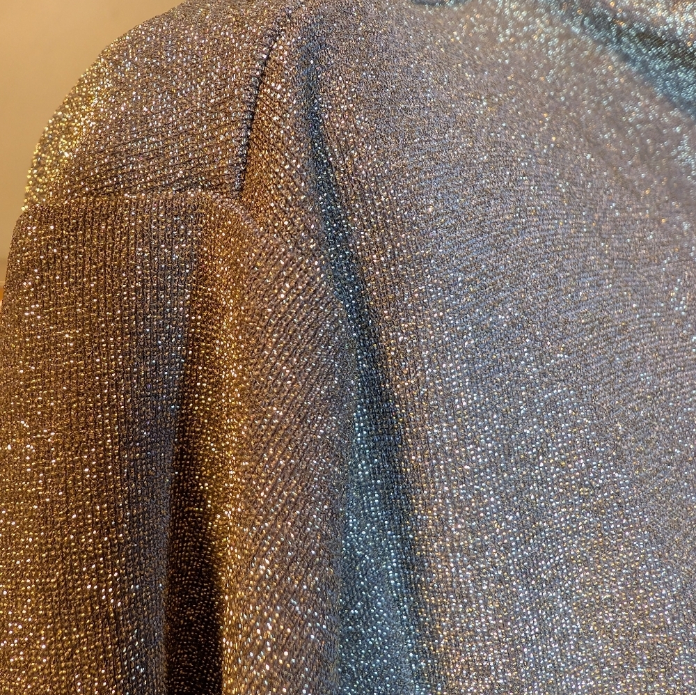 Worthington Metallic Gold Short Sleeve Glimmer Blouse 0X - Picture 11 of 15